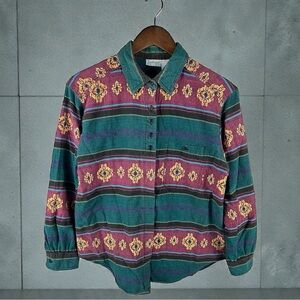 Vintage 90s Backroad Blues Southwestern Woven Button Down L/G